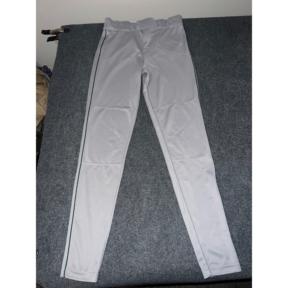 Rawlings Mens Grey Baseball Pants Green Stripe Size 36 x 36 Polyester